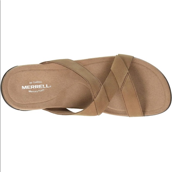 NWOT Merrell Slip-On Carob Tan Camel Leather Suede NEVER worn Sandals 6 - Picture 5 of 16